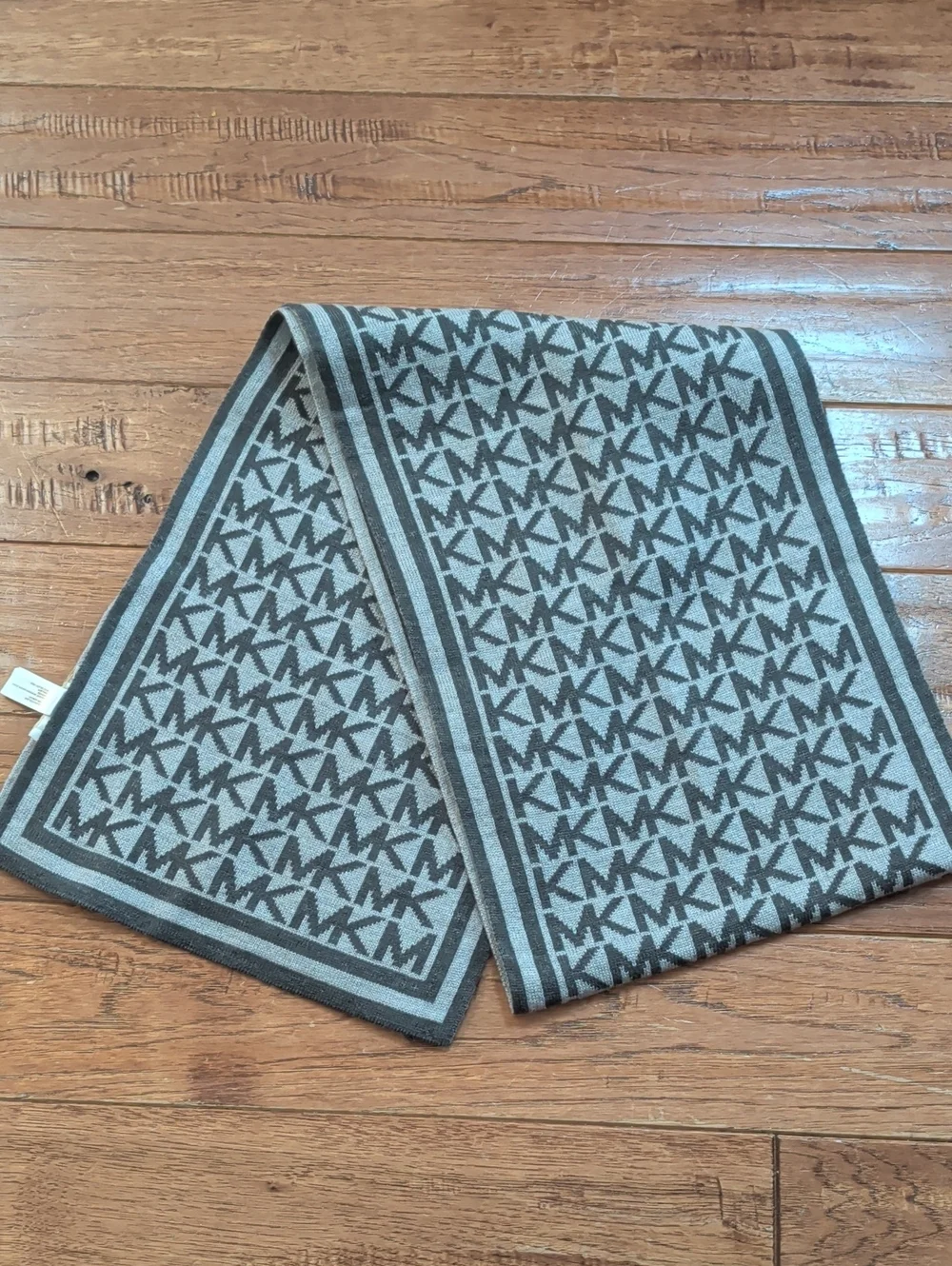 Michael Kors Gray and Charcoal MK Reversible Logo Scarf